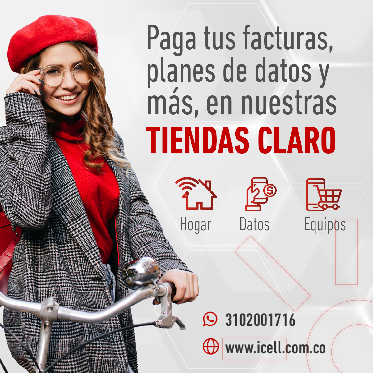 ¿Sabías que en <a href="/icellesclaro/">Icell S.A.</a> 🎉 👏puedes gestionar tus pagos de facturas, datos y equipos móviles? 🤩Con la mejor atención de nuestros colaboradores. Contamos con 36 tiendas Bogotá acércate y descubre todo lo que tenemos para ti.  
#datos #icell #claro #facturaclaro #célular