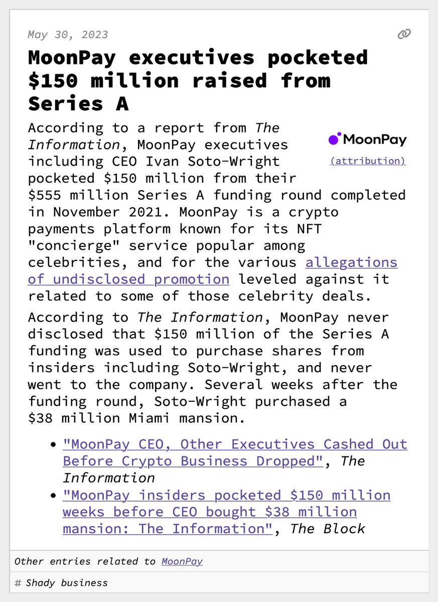 web3isgreat's tweet photo. MoonPay executives pocketed $150 million raised from Series A

May 30, 2023
https://t.co/1idpRahQ2S https://t.co/v8QSYsVSMd