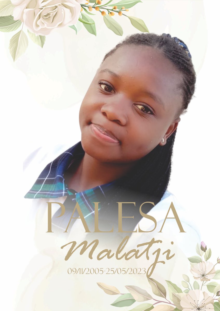 Mauthern3's tweet photo. Funeral services of the late PALESA MALATJI 
Date :03/06/2023
Venue :1805 Block HH Soshanguve
Time for service: 07:00
Time for departure :10:00am
 Soshanguve Crossing Cemetry 🙏🙏
🕊️🕊️🕊️🕊️🕯️🕯️🕯️🕯️ https://t.co/E3JGyYk9ZP