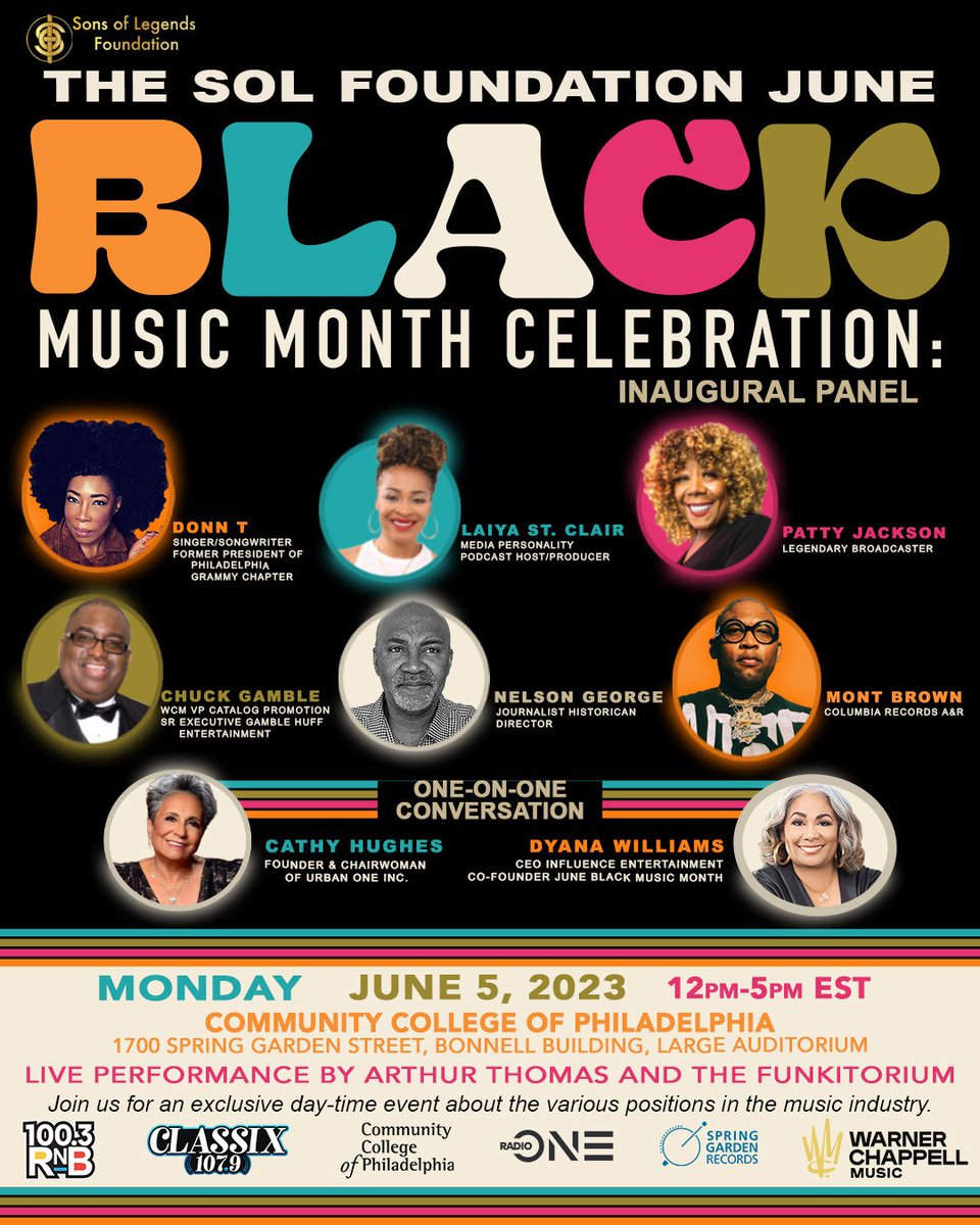 Community College of Philadelphia (@ccpedu) on Twitter photo Legendary Music. Legendary Voices. <a href="/CCPedu/">Community College of Philadelphia</a>
The Sons of Legends Foundation and <a href="/springgardenrec/">SpringGarden Records</a> will host the celebration of the 44th Anniversary of June Black Music Month.
Networking | Live music from SGR artists | Conversations with industry greats!
sonsoflegendsfdn.com Legendary Music. Legendary Voices. <a href="/CCPedu/">Community College of Philadelphia</a>
The Sons of Legends Foundation and <a href="/springgardenrec/">SpringGarden Records</a> will host the celebration of the 44th Anniversary of June Black Music Month.
Networking | Live music from SGR artists | Conversations with industry greats!
sonsoflegendsfdn.com