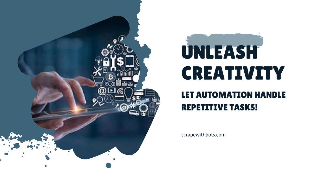 ScrapewithBot's tweet image. By automating repetitive tasks, you can unleash your creative potential and channel your energy into innovation. Experience the freedom to explore, create, and elevate your work. 
Learn More: scrapewithbots.com/which-describe…
#CreativityUnleashed  #RepetitiveTasks #InnovationDriven
