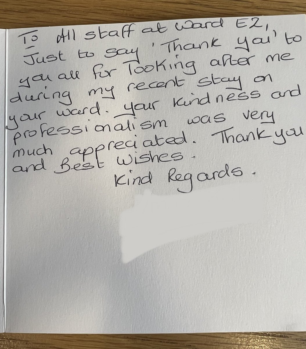 A kind thank you card received from one of our patients today ☺️💙