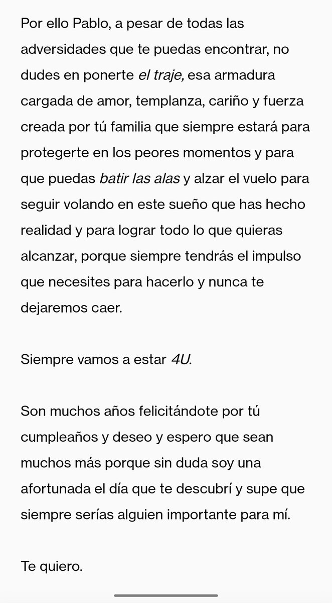 MenteAlboran's tweet photo. Feliz cumpleaños y feliz vida Pablete. Espero que seas muy feliz hoy y siempre. 

Te quiero @pabloalboran . 🫶🏻🍀✨

#Felices34PabloAlborán https://t.co/tN7b90LlwB