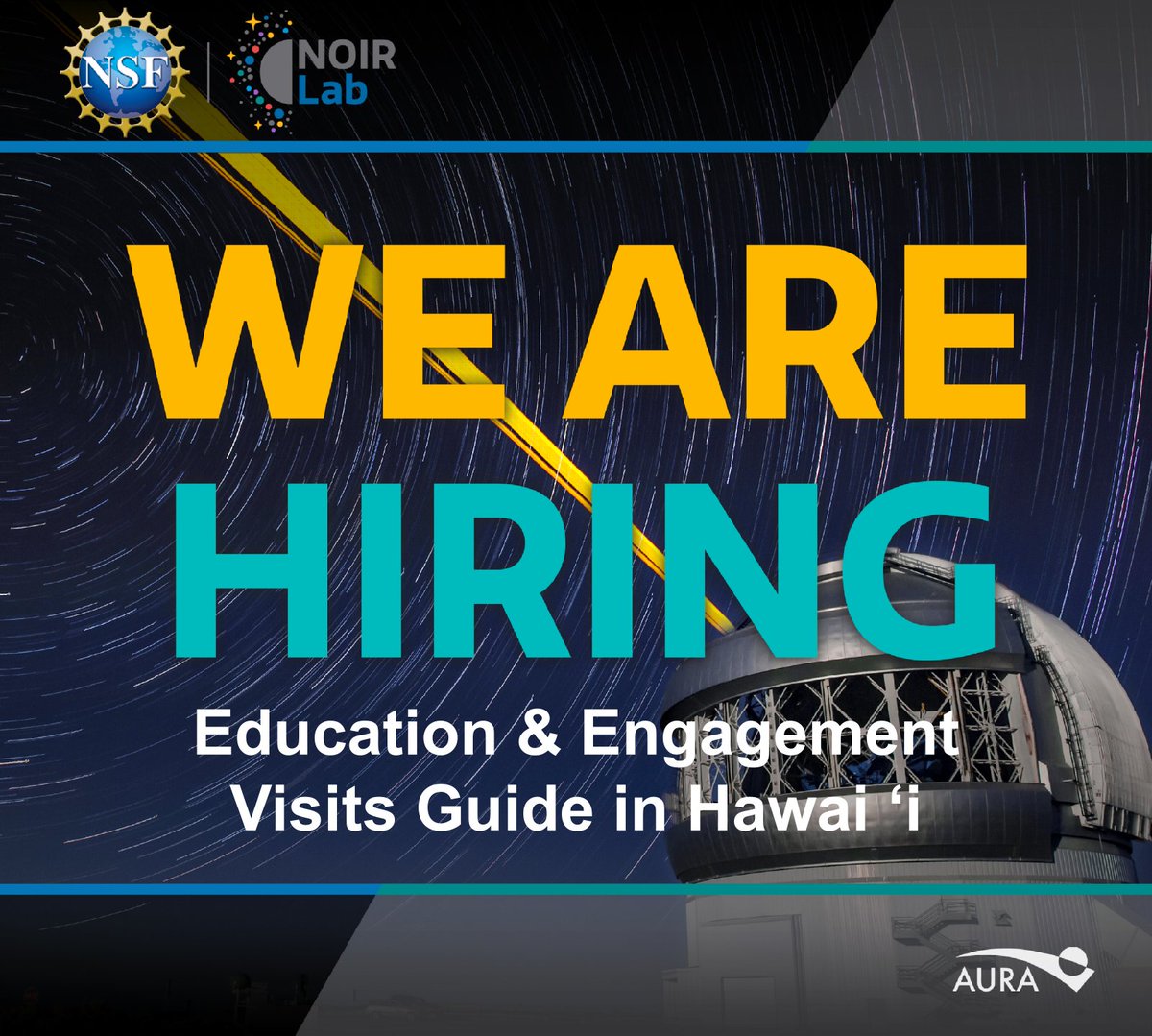 GeminiObs's tweet photo. We're looking for an Education & Engagement Visits Guide in Hawai‘i (part-time) to guide daytime tours and provide public visitors with an amazing experience 🤩. Apply now! #EngageWithScience #JobOpportunity
https://t.co/uCJUTkBF5W https://t.co/nz4VOT4cop