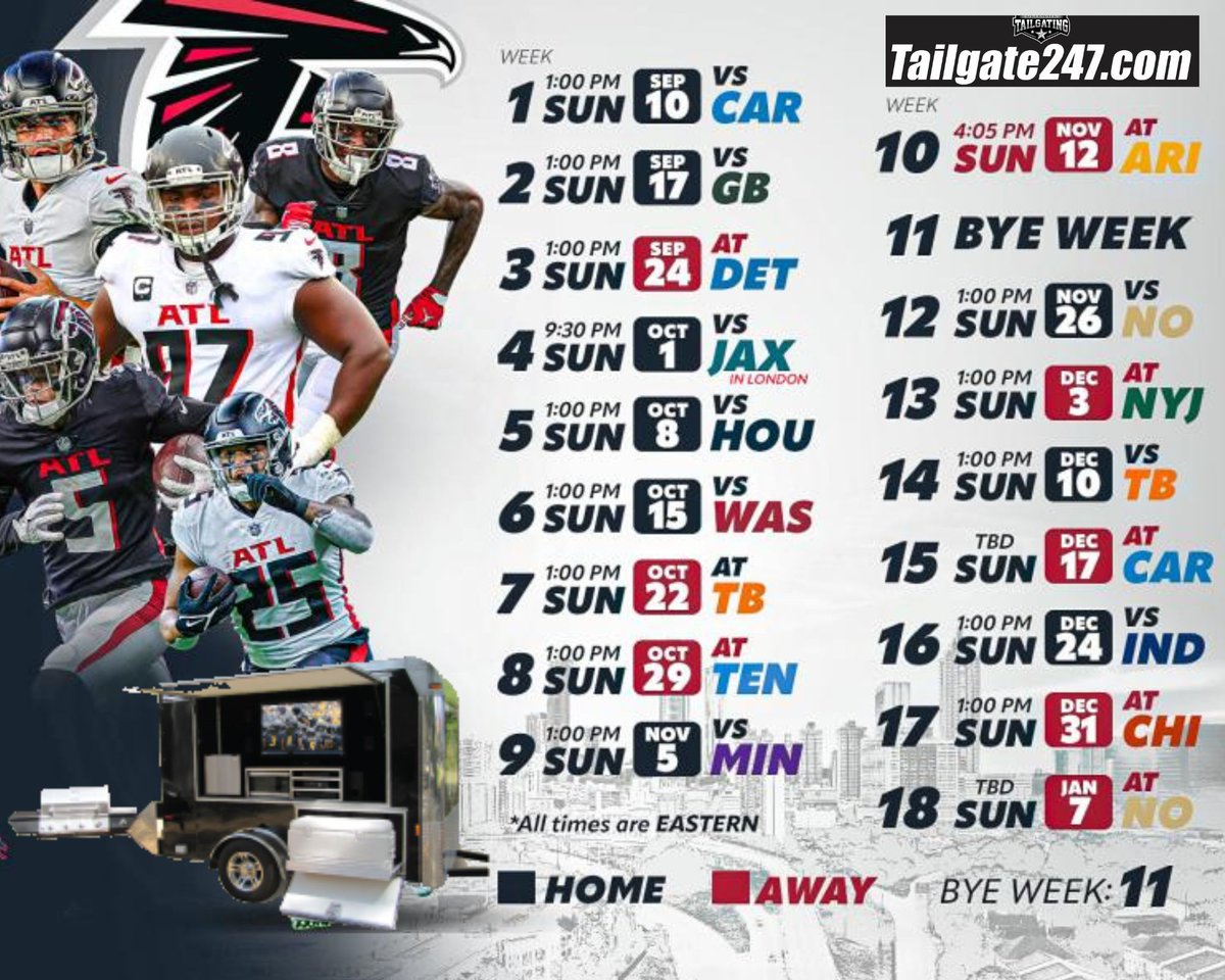 Plan your tailgate for the upcoming 2023 NFL football season with us! Visit rvrentals247.com for more information. #ultimatetailgating #tailgate #party #NFL #gameday #trailers #atlantafalcons #rv #football #tailgateparty