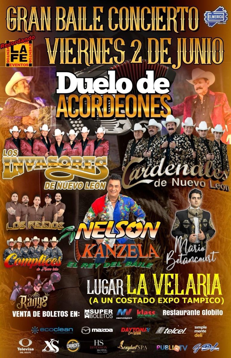 ¡Tampico! Nos vemos este próximo viernes 2 de junio. 
Con la música de grandes invitados y por supuesto Cardenales De Nuevo Leon ¡los esperamos!