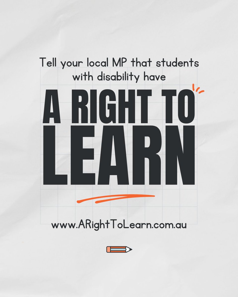 QldAdvocacy's tweet photo. ❌Unfair suspensions must end for students with disability. The A Right to Learn campaign's online tool makes it quick &amp; easy to find your local MP &amp; send an email demanding change. 
Let your voice be heard today!
https://t.co/x3sH69H3JD💥
#ARightToLearn #InclusiveEducation https://t.co/bwreaDRrHL