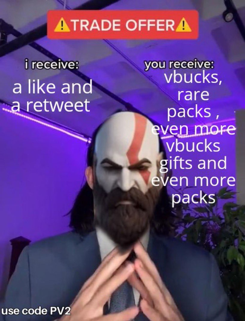 FortnitePV2's tweet photo. @ShiinaBR Y’all got 30 minutes. Then the V-Bucks codes I’m buying right now being sent out. https://t.co/2CnixwtQfo