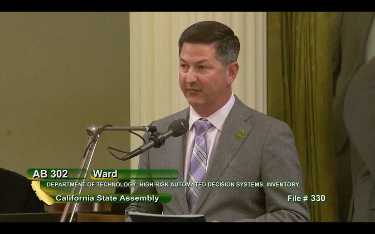 Greenlining's tweet image. EXCITING NEWS! #AB302 authored by @AsmChrisWard just passed out of the #CA Assembly! AB 302 requires transparency into the use of automated-decision systems by state agencies to ensure #AIbias doesn’t perpetuate discrimination in government decision-making.