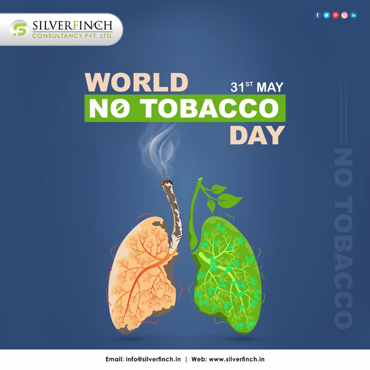 Breathe Free, Live Healthy: Join us in Observing No Tobacco Day and Say No to Smoking! 🚭💚
#silverfinch #silverfinchconsultancy #NoTobaccoDay #QuitSmoking #TobaccoFree #SmokeFree #HealthyLungs
#TobaccoControl #KickTheHabit #ChooseLife #BreatheFree #SayNoToSmoking