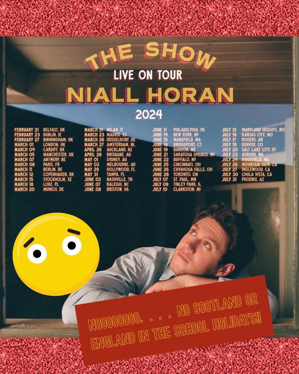 JanetDeavin's tweet photo. @NiallOfficial pleeaaase say there’s a Scottish date being added - got the hint to look at the gap and keeping everything crossed that it’s in half term 🤞🏼 Think of us teachers (and their school-age daughters 😂😂) 
@LewisCapaldi you think a Scotland date is a good idea, aye? https://t.co/FO9Fj5eddt