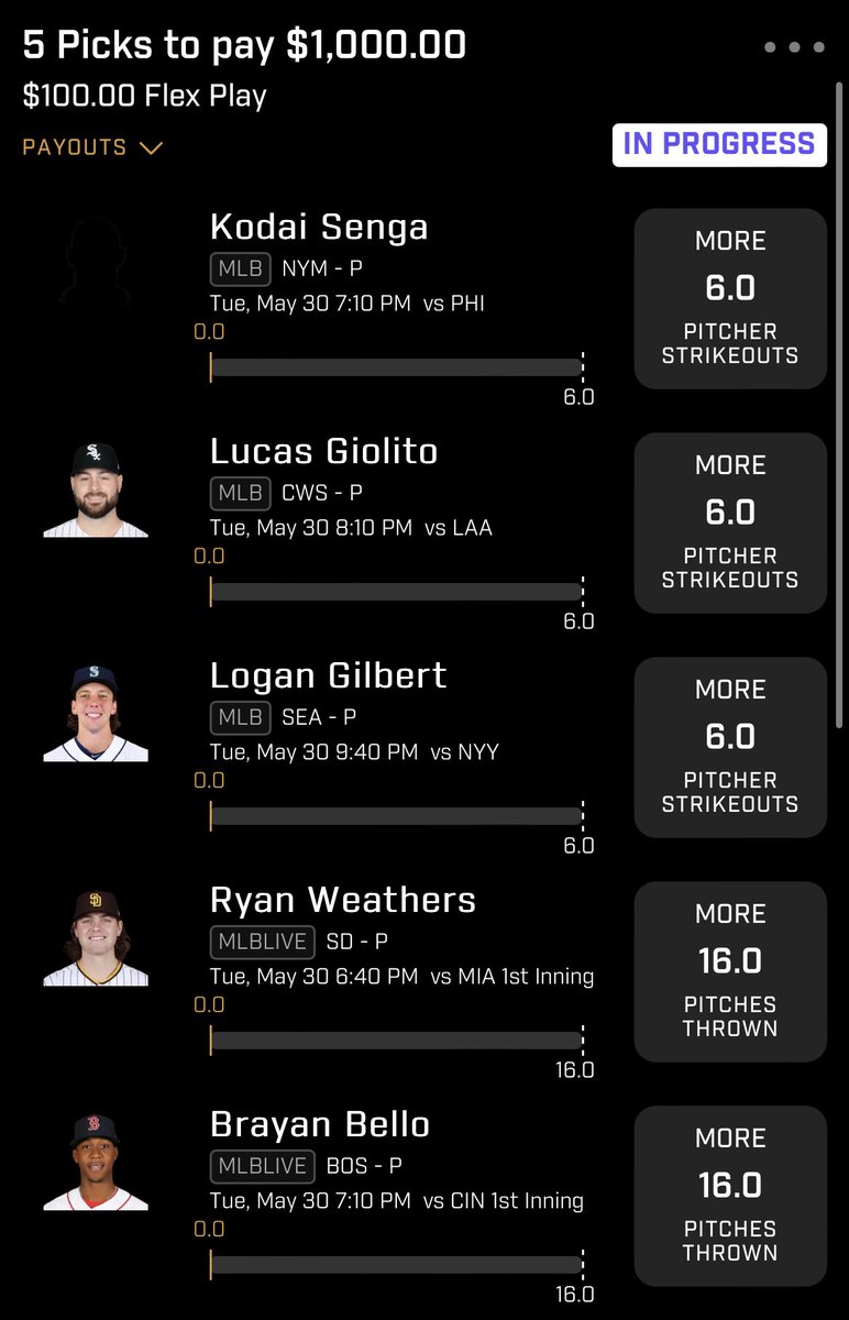 DoctorProfit's tweet photo. MLB Picks May 30⚾️

Senga O 6.0 Ks
Giolito O 6.0 Ks
Gilbert O 6.0 Ks
Weathers O 16.0 1i Pitches
Bello O 16.0 1i Pitches

$25 giveaway for every 50 likes of this sweeps💚 https://t.co/GZIIvjKxjI