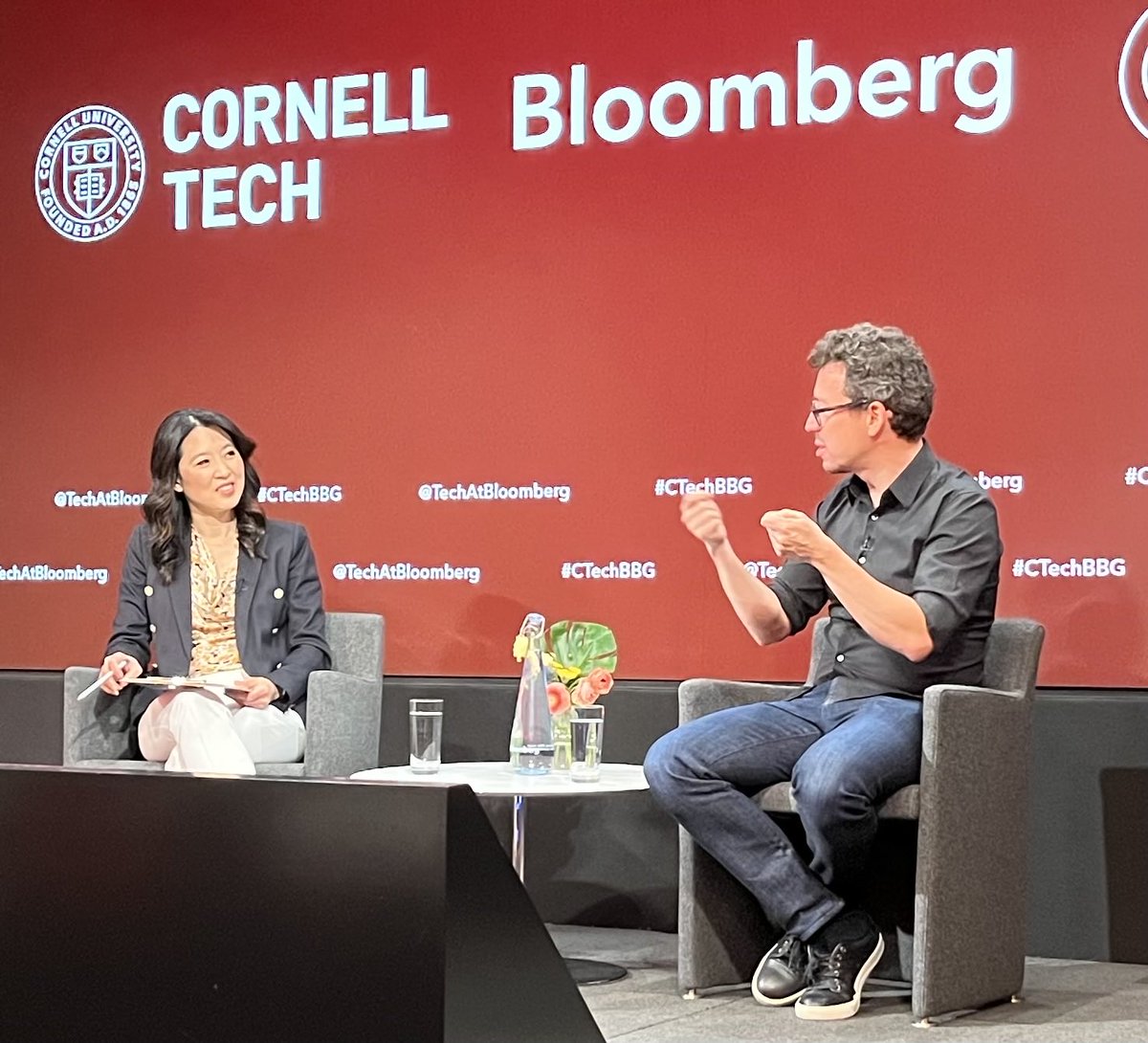 Scarlet Fu, Bloomberg 
Luis von Ahn, CEO, Duolingo 
Cornell Tech @ Bloomberg 

Von Ahn, who also created Captcha inspired in part by his PhD advisor, says he’s learned French, Portuguese and Swedish (fiancé’s language) from Duolingo.
#CTechBBG