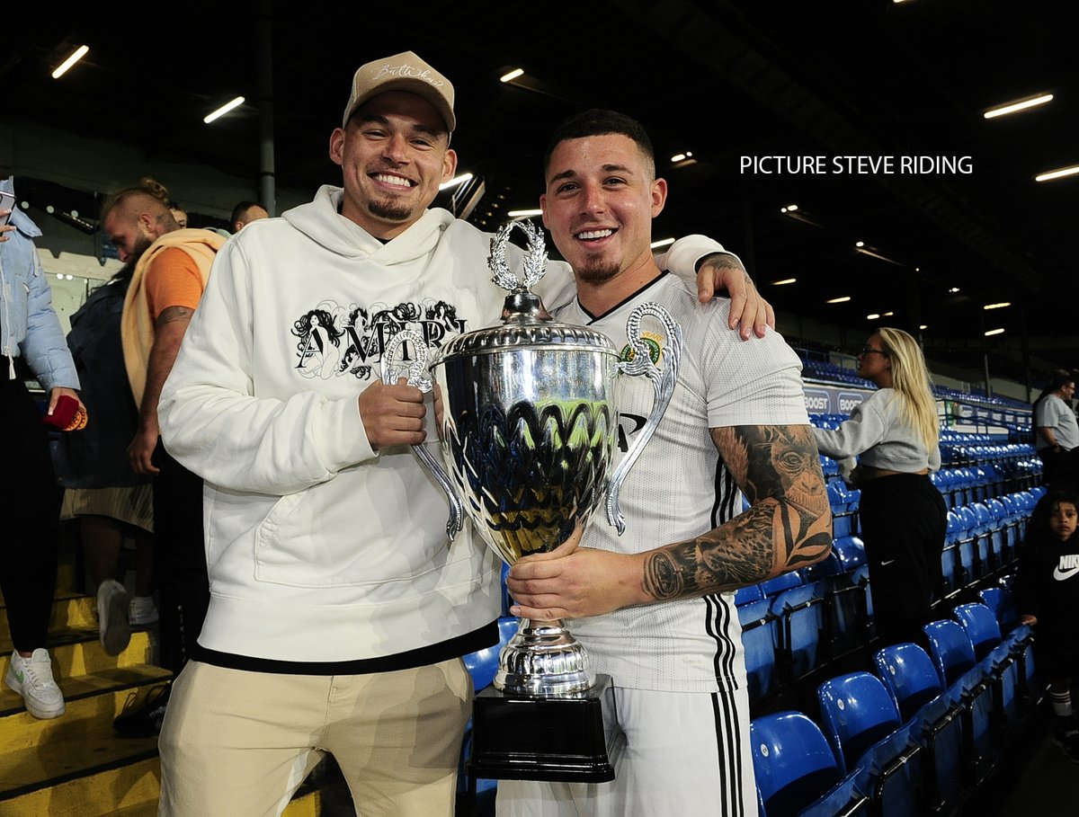 steveridingpics's tweet photo. Another trophy for the Phillips family Terrell Phillips brother of @Kalvinphillips with the @LeedsFA Senior Challenge cup at Elland Road @BSAafc 2-0 win v @MiddletonFC1 great to see Kalvin at ER supporting his brother @WYAFL1 #LUFC #lufc @OfficialYAL @WestRidingFA @YEPSportsdesk https://t.co/y97fQbrVs7