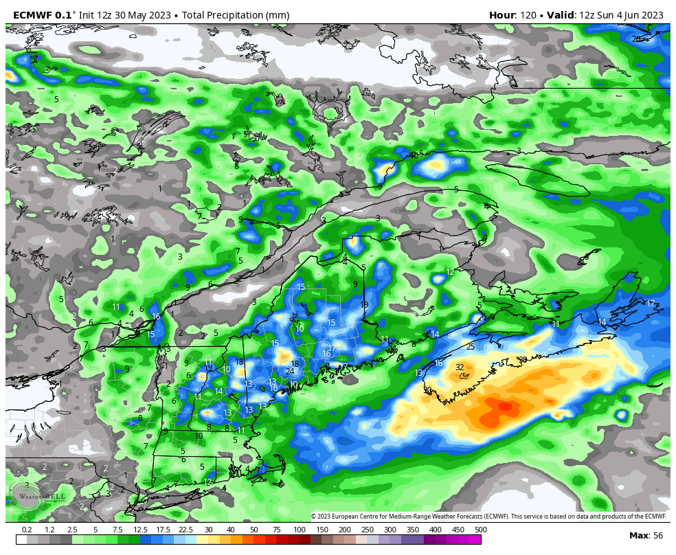 AnthonyFarnell's tweet photo. The new GFS model joins the Canadian and Euro in forecasting a soaking rain on Saturday across Nova Scotia. This would certainly be the best news for the ongoing drought and wildfire situation. #NSFires https://t.co/kRG4R5mazm