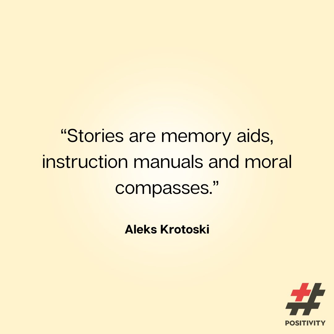 hshtgPOSITIVITY's tweet photo. “Stories are memory aids, instruction manuals and moral compasses.” — Aleks Krotoski

#positivity #mindset #AleksKrotoski https://t.co/y5IFMOdwjB