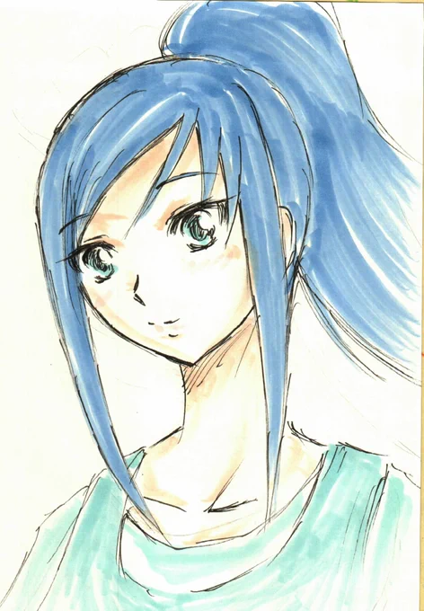 #1日1六花(150) 出勤前らくがき、ポニテ六花さん。