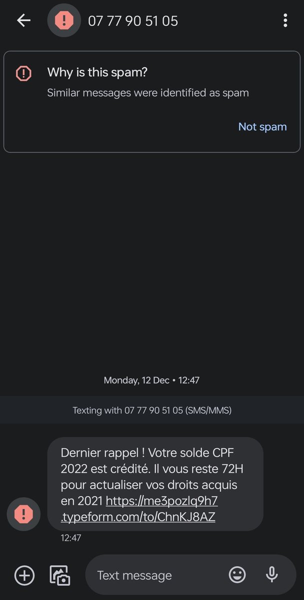 Patatev8's tweet image. Alors la pour le lien ils se font même pas chier 😂
#Micode #PireArnaqueSMS