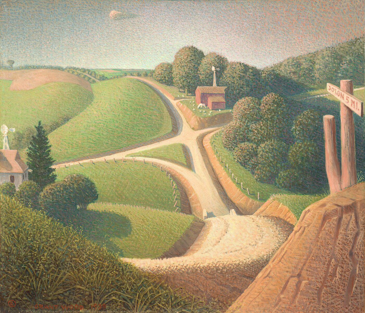 Grant_D_Wood's tweet photo. New Road. Grant Wood, 1939. In the collection of @NGADC. https://t.co/EFXUOai0T6