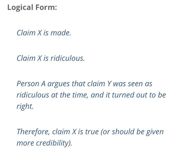 jonathanstea's tweet photo. Galileo Wannabe Fallacy: The claim that because an idea is forbidden, prosecuted, detested, or otherwise mocked, it must be true.

https://t.co/srIkWIYqdk