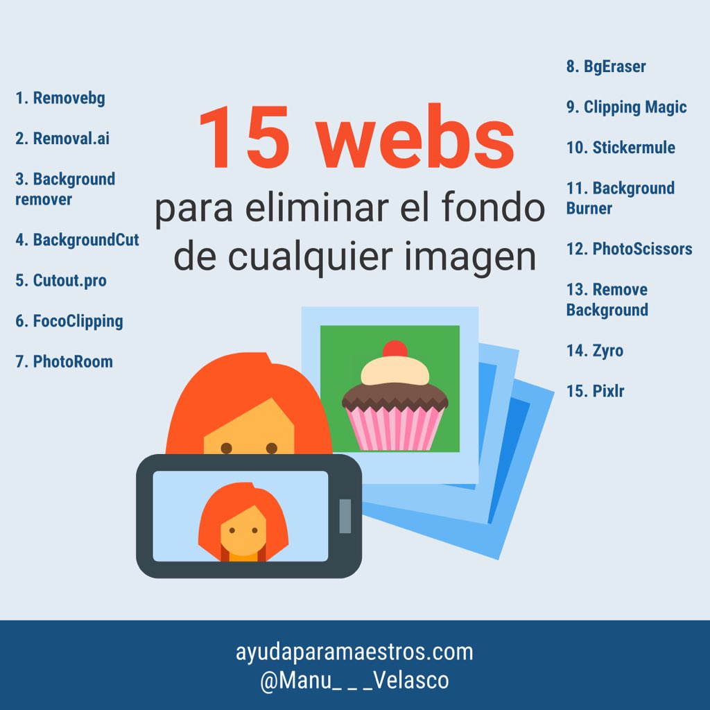 AyudaMaestros's tweet photo. 15 webs para eliminar el fondo de cualquier imagen. 👉 https://t.co/JaLbQdJmyb Por @Manu___Velasco https://t.co/JUcYXta6si