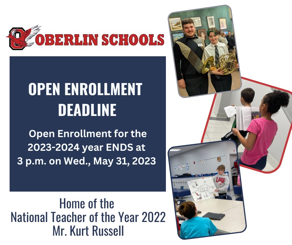 Oberlin City Schools on Twitter "DEADLINE IS 3 P.M. TOMORROW MAY 31!"