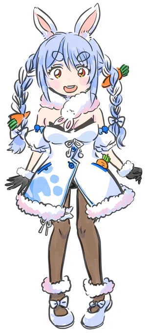おはようございます娘に頼まれて描いた兎田ぺこらちゃんです可愛すぎますねこの子
