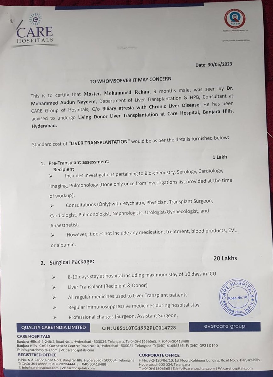 mohammedaf35975's tweet photo. @kmr_ktr,Dear ktr sir,
We are humbly request you to help my son suffering from Biliary atresia with chronic liver disease. He has been advised to undergo liver Transplantation at Care Hospital, Banjara hills.This baby is 9 M old ,He is in critical condition.please help🙏 https://t.co/KNOmDOYaOg