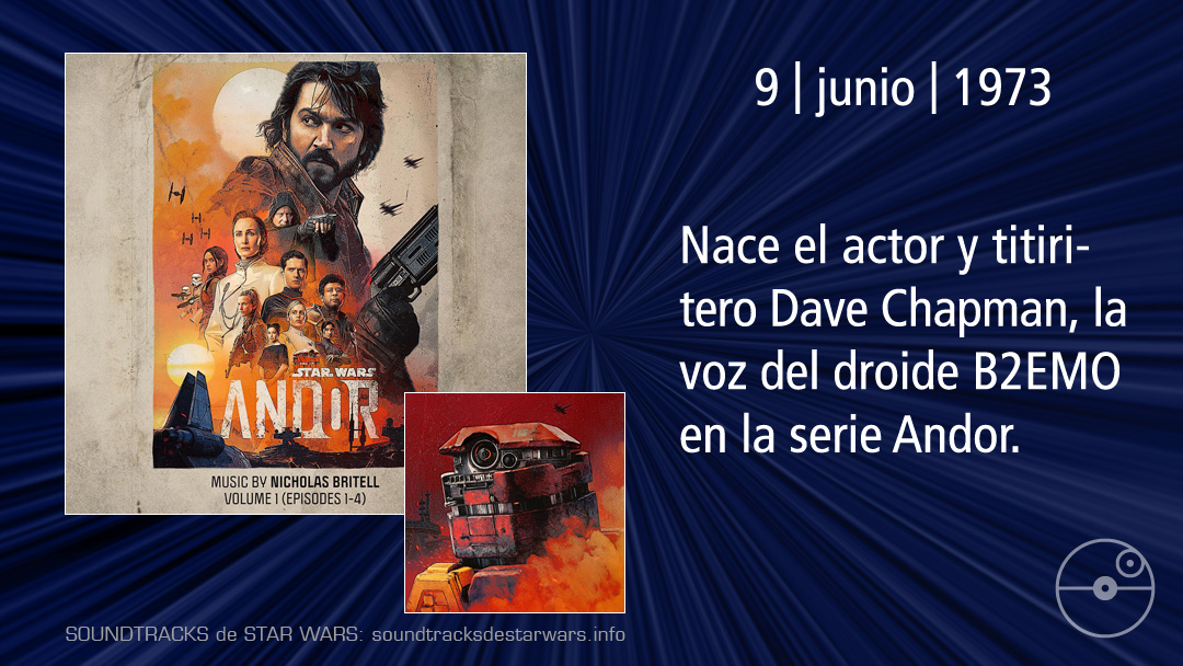 SoundtracksSW's tweet image. El 9 de junio de 1973 nace el actor y titiritero Dave Chapman, la voz del droide B2EMO en la serie Andor.

On June 9, 1973, actor and puppeteer Dave Chapman, the voice of the droid B2EMO in the Andor series, was born.

#StarWars #DaveChapman #b2emo