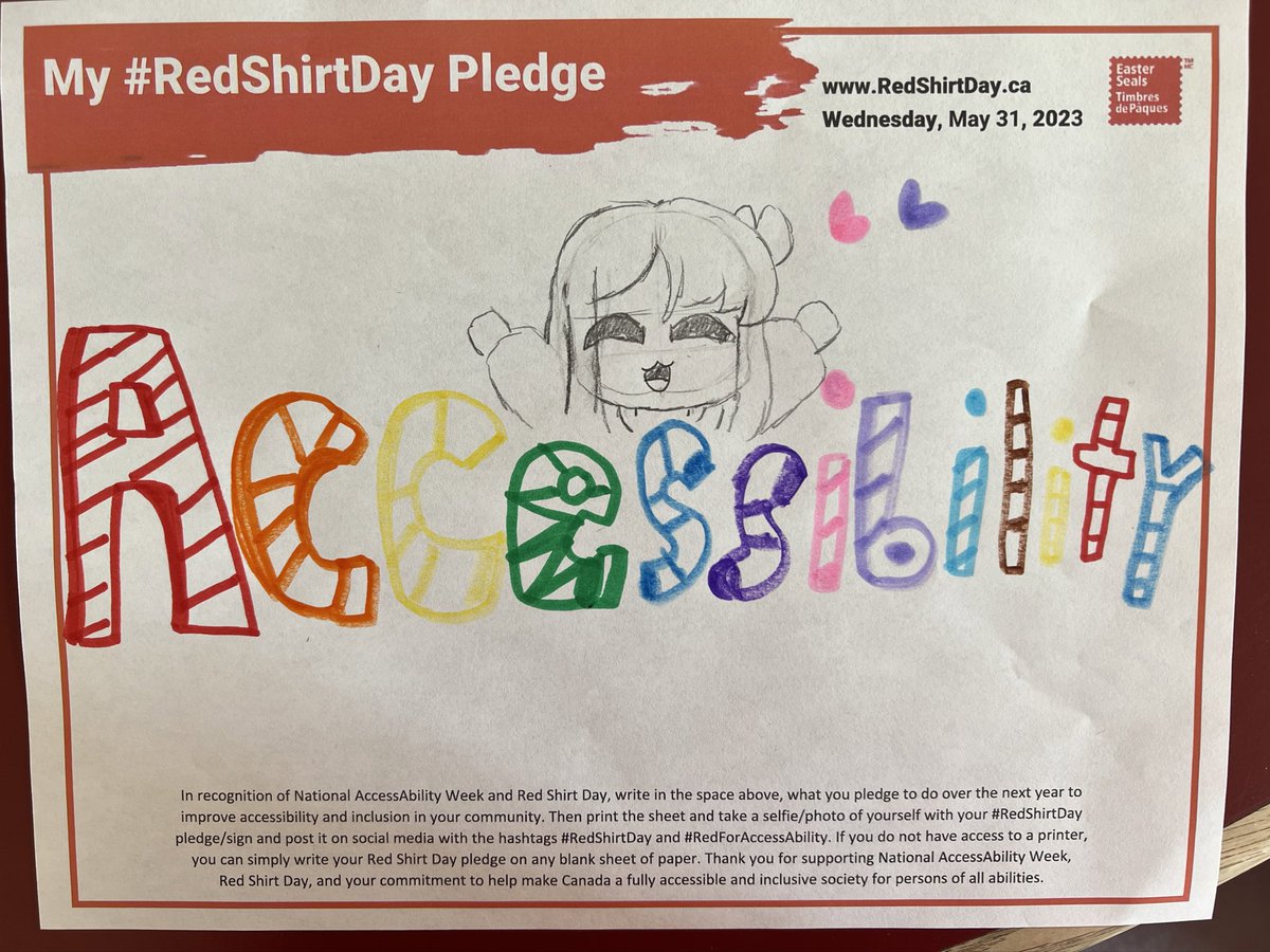 Show your support for #RedShirtDay tomorrow @StElizabeth2013 @ste_bestbuddies @StEz_SAC @StE_SpecialEd #RedForAccessAbility @EasterSeals @EasterSealsON