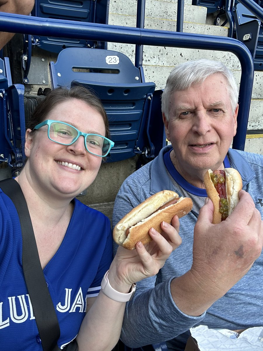 Aizzie's tweet photo. Father Daughter Loonie Dog night at the Dome! #NextLevel @BlueJays https://t.co/mwZqTbEDPV