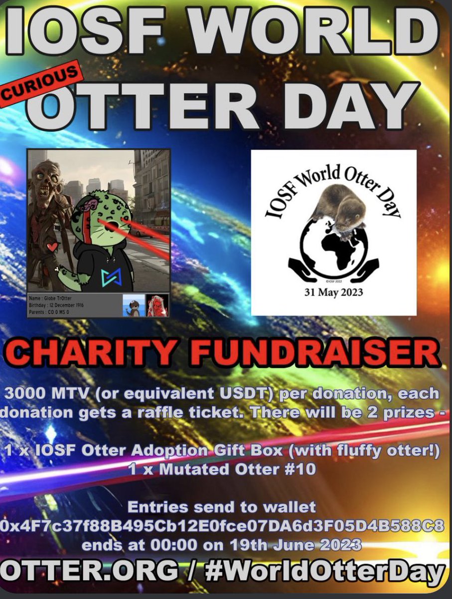 🔥 It’s World Otter Day 🔥 
Otters HQ are looking to raise some money for a great cause. 

All donations will be greatly appreciated and also get you a raffle ticket.

After the donation has been made screenshots will be provided for transparency .

#worldotterday #MultiVAC