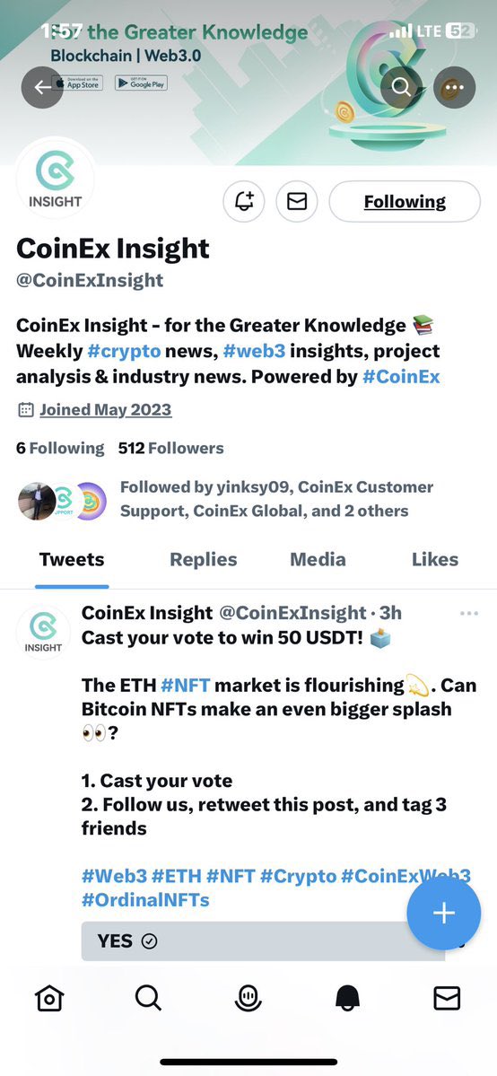 <a href="/CoinExInsight/">CoinEX Global support insight</a> Done ✅ 
<a href="/MayAdakole/">Ene May Adakole ,</a> 
<a href="/babs_bhoiz/">Babatunde</a> 
<a href="/NicRado/">NicRado</a>

#Web3 #ETH #NFT #Crypto #CoinExWeb3 #OrdinalNFTs