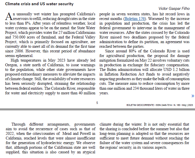 VictorGasparF's tweet photo. Here's a piece I published on the recent legal breakthrough in the relations between the seven states crossed by the Colorado River. Climate change seems to be the final constraint on the legal system that prescribes how American rivers will be exploited by different states https://t.co/7ZNKjA4RZf