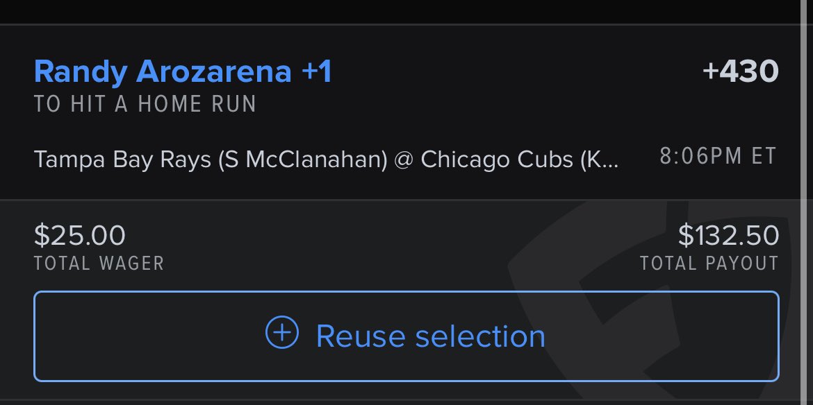 No NBA or NHL tonight so I’m finally giving in to the @FDSportsbook Dinger Tuesday promo 

Might as well go with a player on the team who hits the most Home Runs 🤷‍♂️