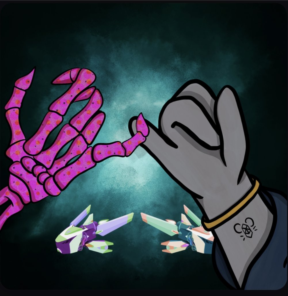 I missed the <a href="/pinkyswearNFTs/">Pinky Swear💗🤬</a> mint, but the legend <a href="/PerseTuho/">TuhoPerse</a> hooked me up with not one but TWO fantastic pieces!

L: <a href="/riotgoools/">elle (HTTP 301)</a> BG; hands by <a href="/ninatattooart/">Nina 👹✨</a> and momo.

R: <a href="/LzZoey/">Zoey 🌱🔮</a> BG, special drones by <a href="/cyberpopgirl/">-ˏˋᴄᴘɢˊˎ-</a>, hands by <a href="/FantieSu/">FantieSu 🐭 Adventure Mice</a> and @XaviZedd.

Thanks Tuho! 🙏 ☺ ♥