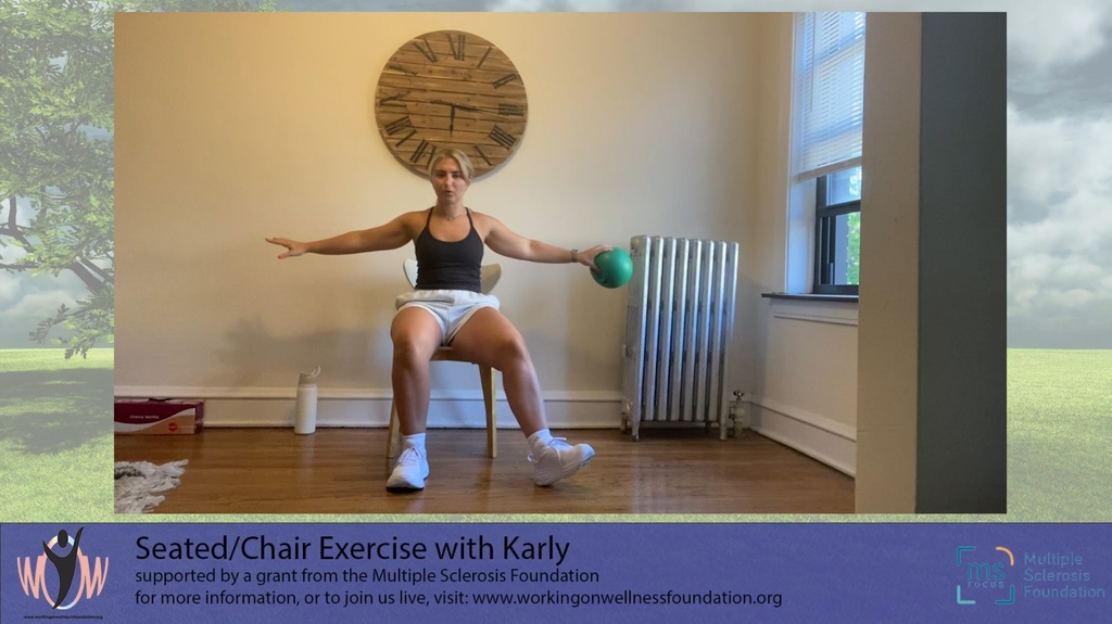 WorkOnWellOP's tweet photo. Get moving after a long holiday weekend with Karly's #SeatedExercise! With thanks to the #MultipleSclerosisFoundation, it's FREE anytime at https://t.co/ccUY8fVFoJ. Subscribe to be able to join us Live on Zoom for all of our #FreeSeatedExercise sessions. https://t.co/TTTo0H6xVV