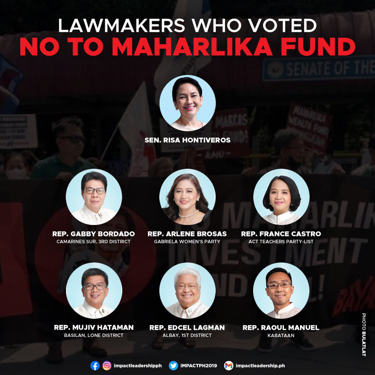 nabunturanguy's tweet photo. So, it seems that SenRi is TRULY the lone opposition in the senate. Forget about Koko, he’s too busy trying not to displease PDut. And Binay? She’s playing it safe - as usual.  Hail to the true “mother” of this nation, Sen Risa! And to these 6 who said #NoToMaharlikaFundScam https://t.co/hU4iyy6TyC