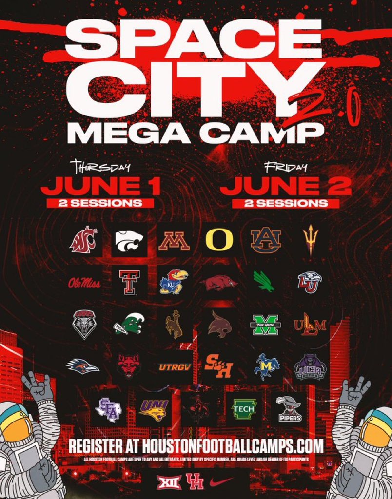 Excited to be heading to @UHouston to be part of @UHCougarFB and @Holgorsendana Space City Mega Camp this week! @Emannaghavi #offseason #footballcamps #gocoogs #bigman #offensiveline #grateful