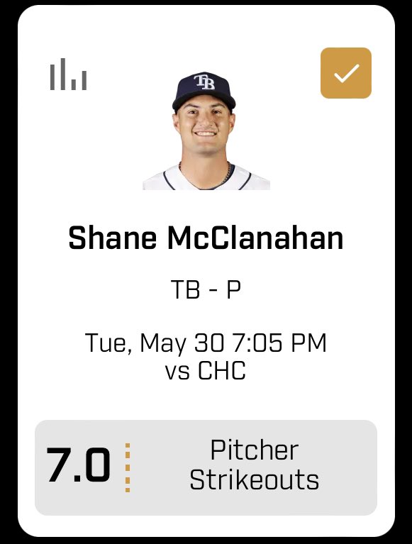 RICO POTD 🤑

MCCLANAHAN U 7 Ks 📉

CUBS STARTING A FIERCE LINEUP AGAINST TB TODAY 🐻

LOTS OF RIGHTIES GOING AGAINST SHANE TODAY DONT EXPECT HIM TO GET MANY Ks ⚾️
#fanduel #DraftKings #prizepickmlb #prizepicks #prizepickslocks #GamblingTwitter #Gambling #betting #MLB #MLBB