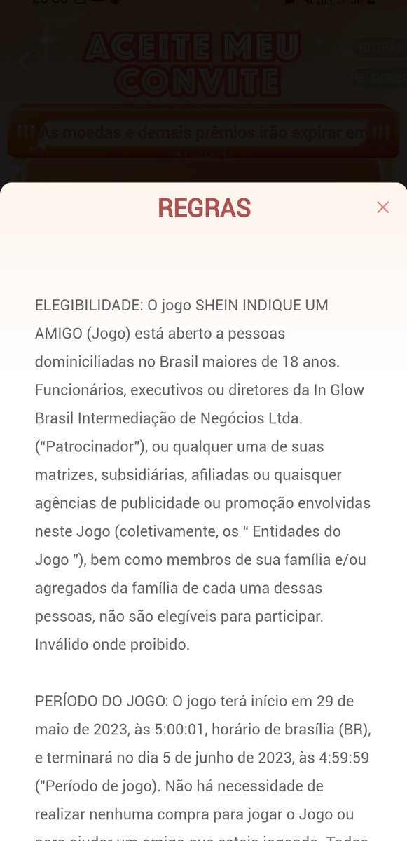 Shein dando R$500,00 até 5 junho

Se liga nas regras
Entra no APLICATIVO (não vai no link) pesquisa meu código 
opufk5

Vc vai ganhar 300 moedas, joga tudo , pega seu código e manda aqui pra outras pessoas jogarem.

Ativo 20h10