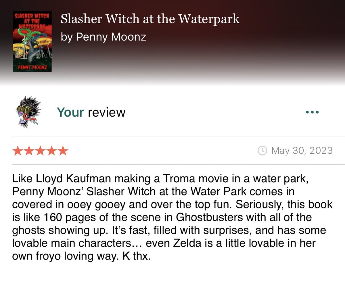 #bookbreadreview
Slasher Witch at the Waterpark - Penny Moonz
@penny_moonz 

Slasher Witch at the Waterpark a.co/d/8d03bMi