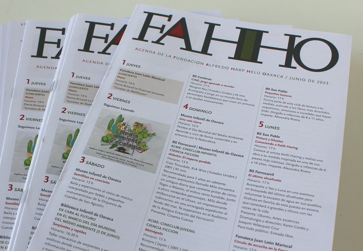 Ya disponible la nueva Agenda FAHHO para el mes de junio 2023. Talleres, exposiciones, conferencias, y más en: bit.ly/agefahhojun23