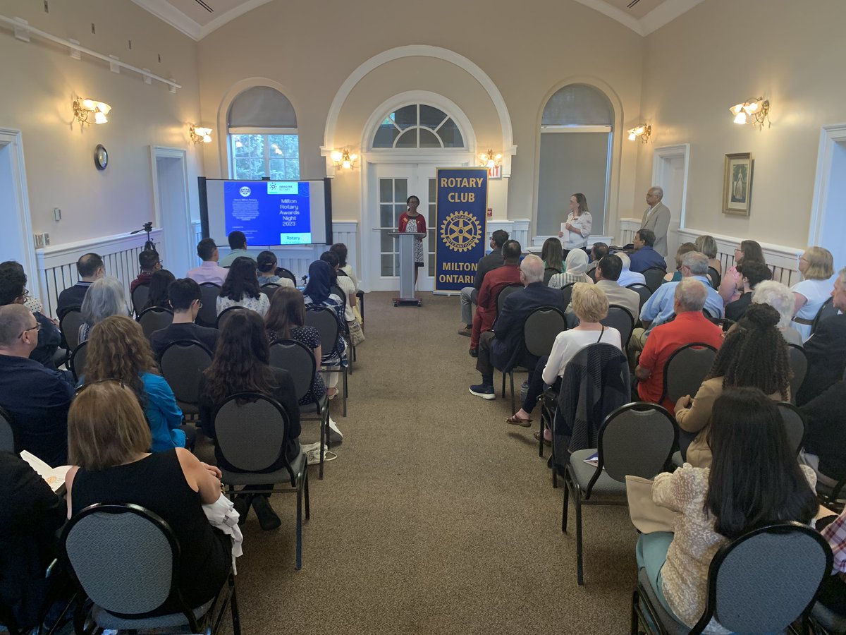 2023 Milton Rotary Awards Night is underway at Hugh Foster Hall. A year’s worth of fundraising and projects are being donated and unveiled to the community by Milton Rotary tonight! <a href="/TownOfMiltonON/">Town of Milton</a> <a href="/kristinatesser/">Kristina Tesser Derksen</a>  <a href="/townsendsmithf/">Townsend Smith Foundation</a> <a href="/MDH_Foundation/">Milton District Hospital Foundation</a>