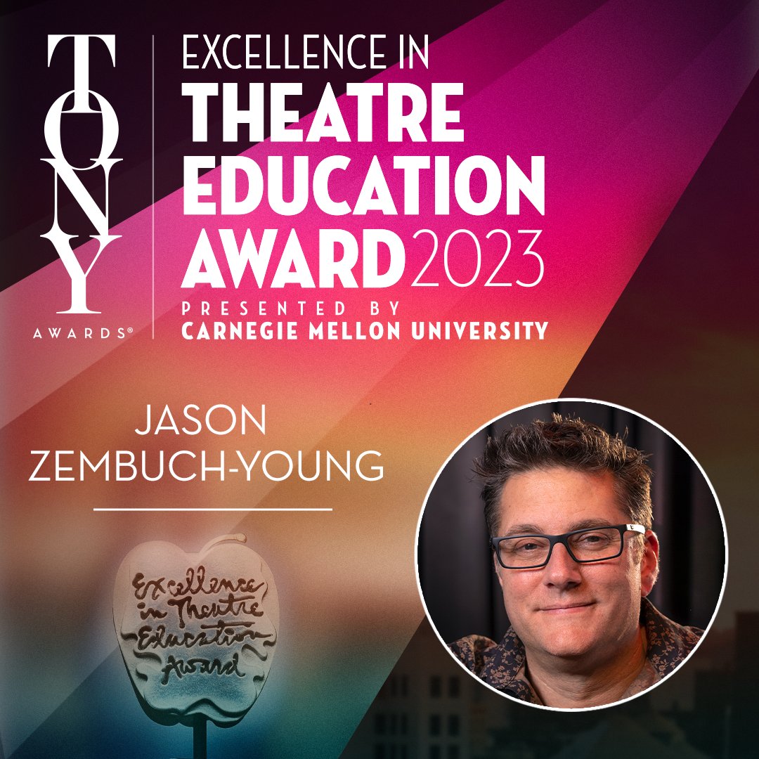 TheTonyAwards's tweet photo. This just in: the #TonyAwards and @CarnegieMellon are awarding theatre director/teacher Jason Zembuch-Young with this year's Excellence in Theatre Education Award!

Watch the 76th Annual Tony Awards Sunday, June 11th at 6:30p ET on @PlutoTV &amp; 8p ET on @CBS &amp; @paramountplus. https://t.co/3T3r32cRwh