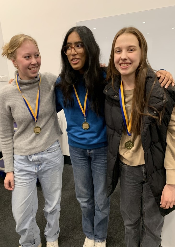 Congratulations to the Erindale Chemistry Team for winning the ACT Titration Championship at ANU! 

Amy, Nora and Ayesha successfully completed the task of determining the concentration (to four decimal places) of an unknown acid using titration - WOW!