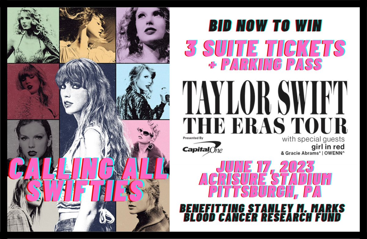 hmh198423's tweet photo. We are auctioning 3 Suite tixs + parking food &amp; beverage #TaylorSwift June 17 #TheErasTourTS @AcrisureStadium Calling all #Swifties from #TaylorNation to bid on #TaylorSwiftTheErasTour Register here https://t.co/YFkNDxMhP8 Benefits The Stanley M. Marks Blood Cancer Research Fund https://t.co/aaCzg9C3Us