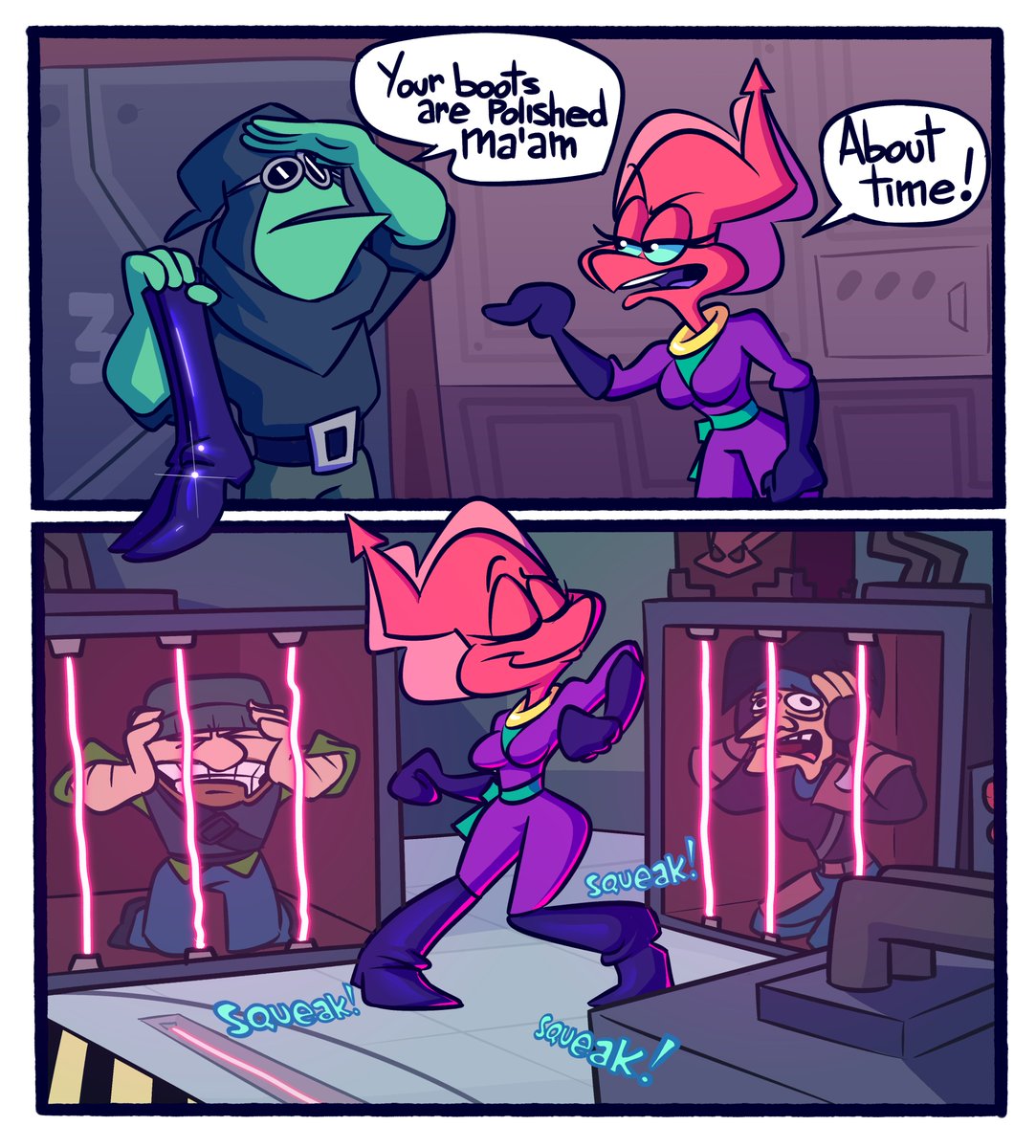 Vermilion comic! (featuring her fish henchman) expect more soon🦑