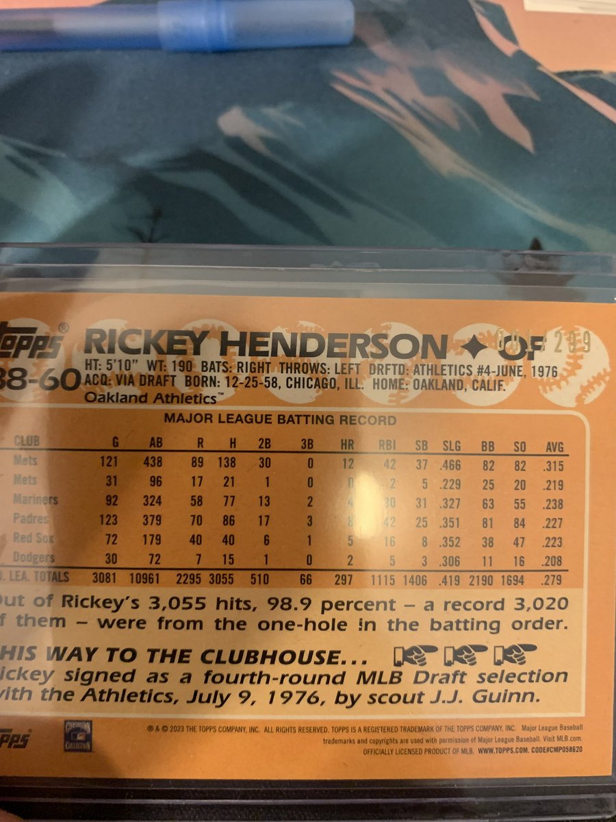 $5 +PWE Ricky Henderson 2023 series 1 1988 black parallel/299. #thehobbyfamily @sports_sell @TheHobby247