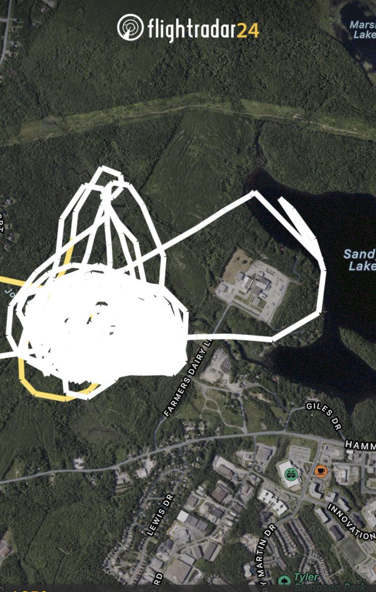 Here is the approximate pattern of where the helicopter has been making its drops near Farmers Dairy Ln: